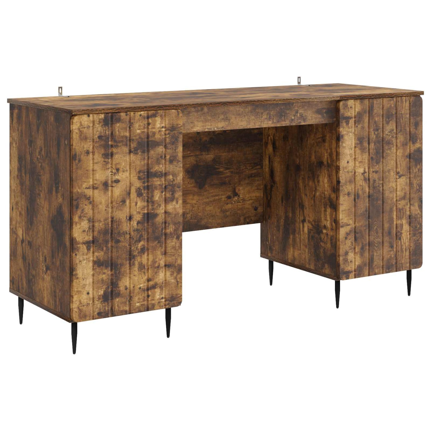 vidaXL Desk with Shelf Smoked Oak 142.5 x 50 x 75 cm Engineered Wood