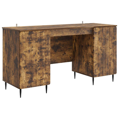 vidaXL Desk with Shelf Smoked Oak 142.5 x 50 x 75 cm Engineered Wood