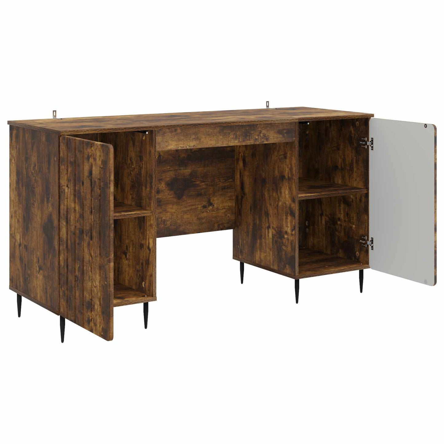 vidaXL Desk with Shelf Smoked Oak 142.5 x 50 x 75 cm Engineered Wood