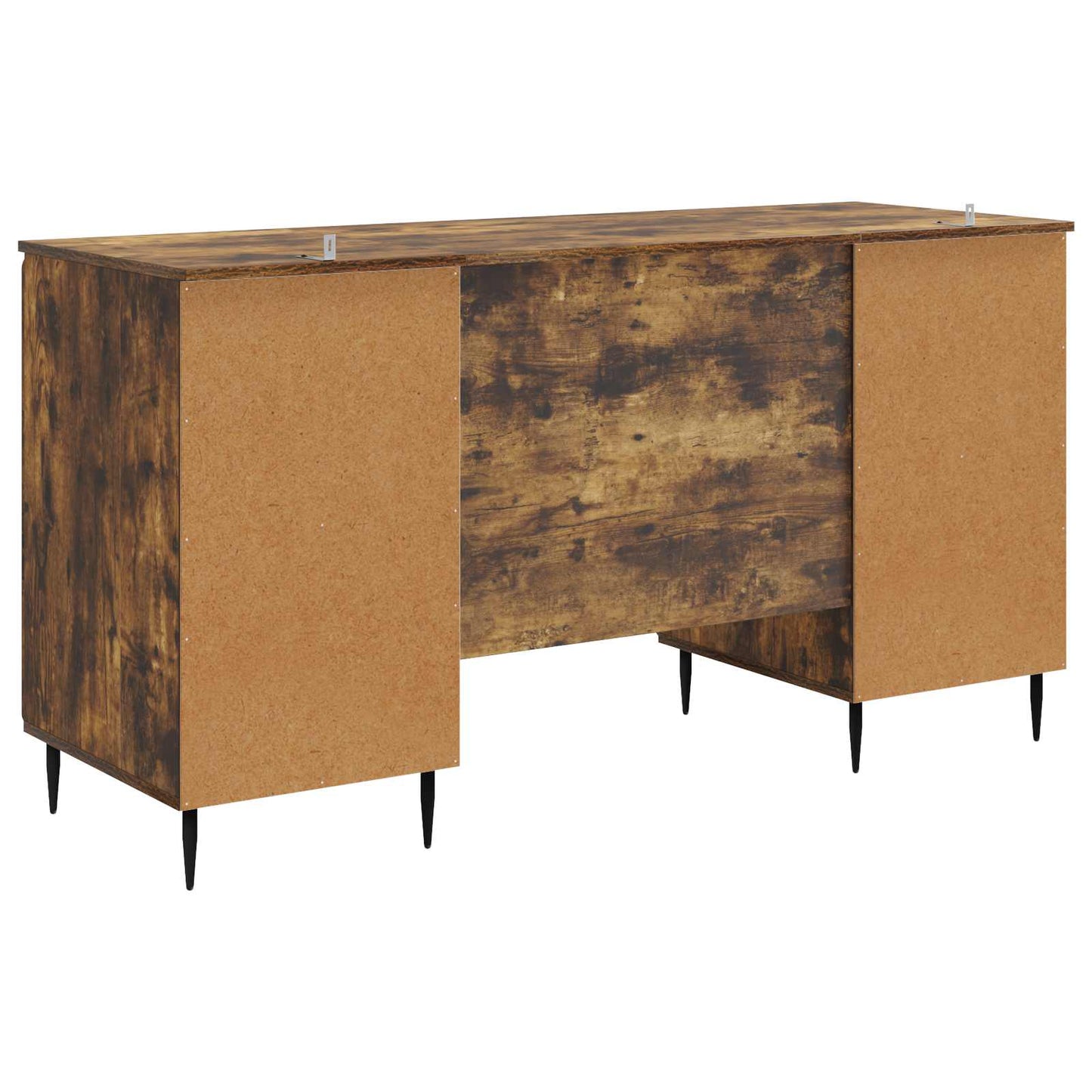 vidaXL Desk with Shelf Smoked Oak 142.5 x 50 x 75 cm Engineered Wood