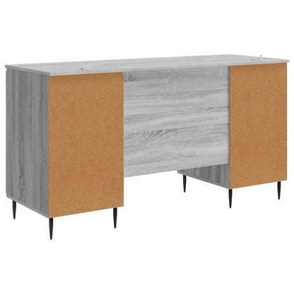 vidaXL Desk with Shelf Grey Sonoma 142.5 x 50 x 75 cm Engineered Wood