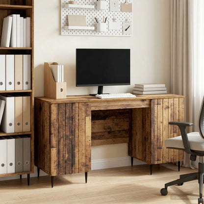 vidaXL Desk with Shelf Old Wood 142.5 x 50 x 75 cm Engineered Wood