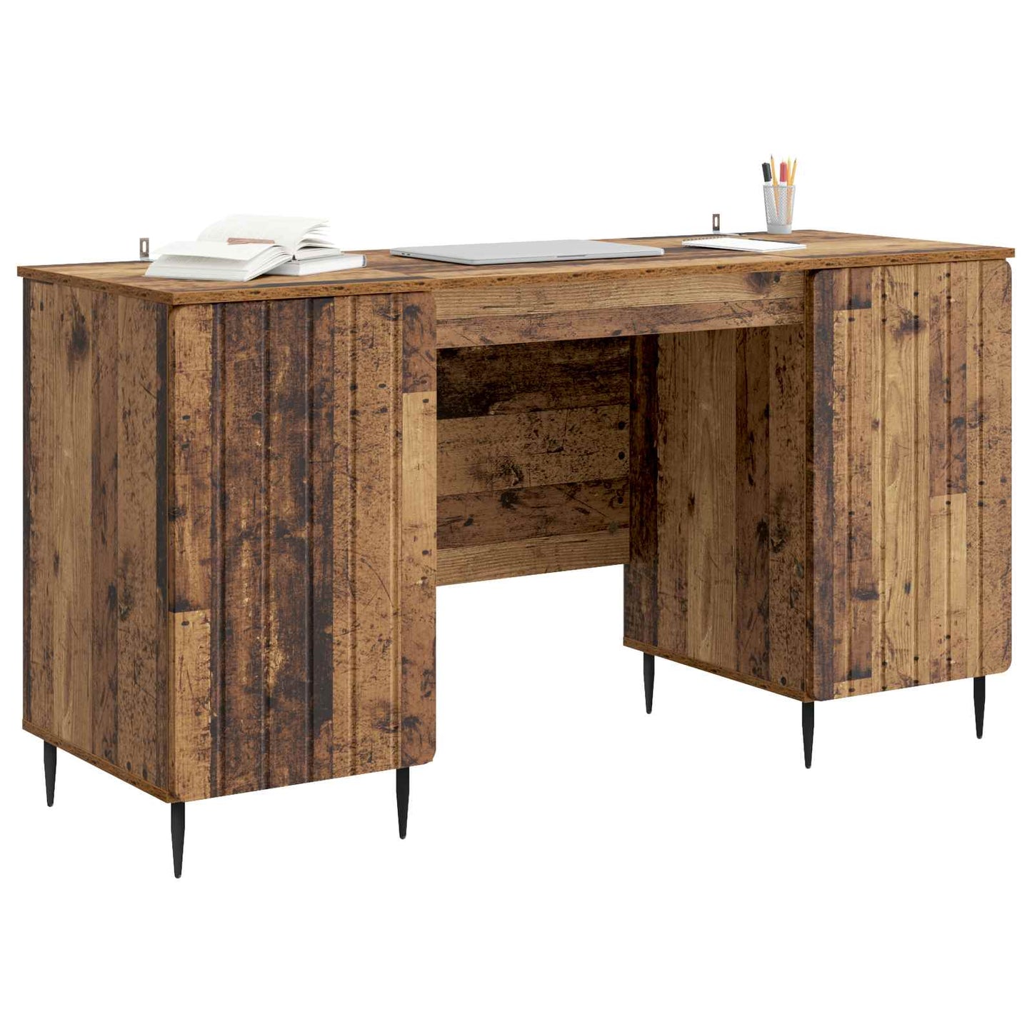 vidaXL Desk with Shelf Old Wood 142.5 x 50 x 75 cm Engineered Wood