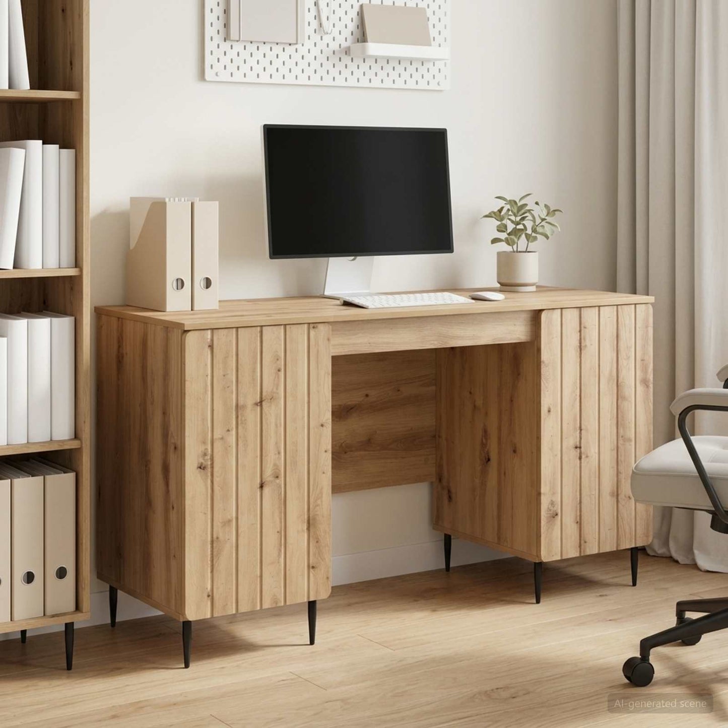 vidaXL Desk Artisan Oak Engineered Wood 142.5 x 50 x 75 cm