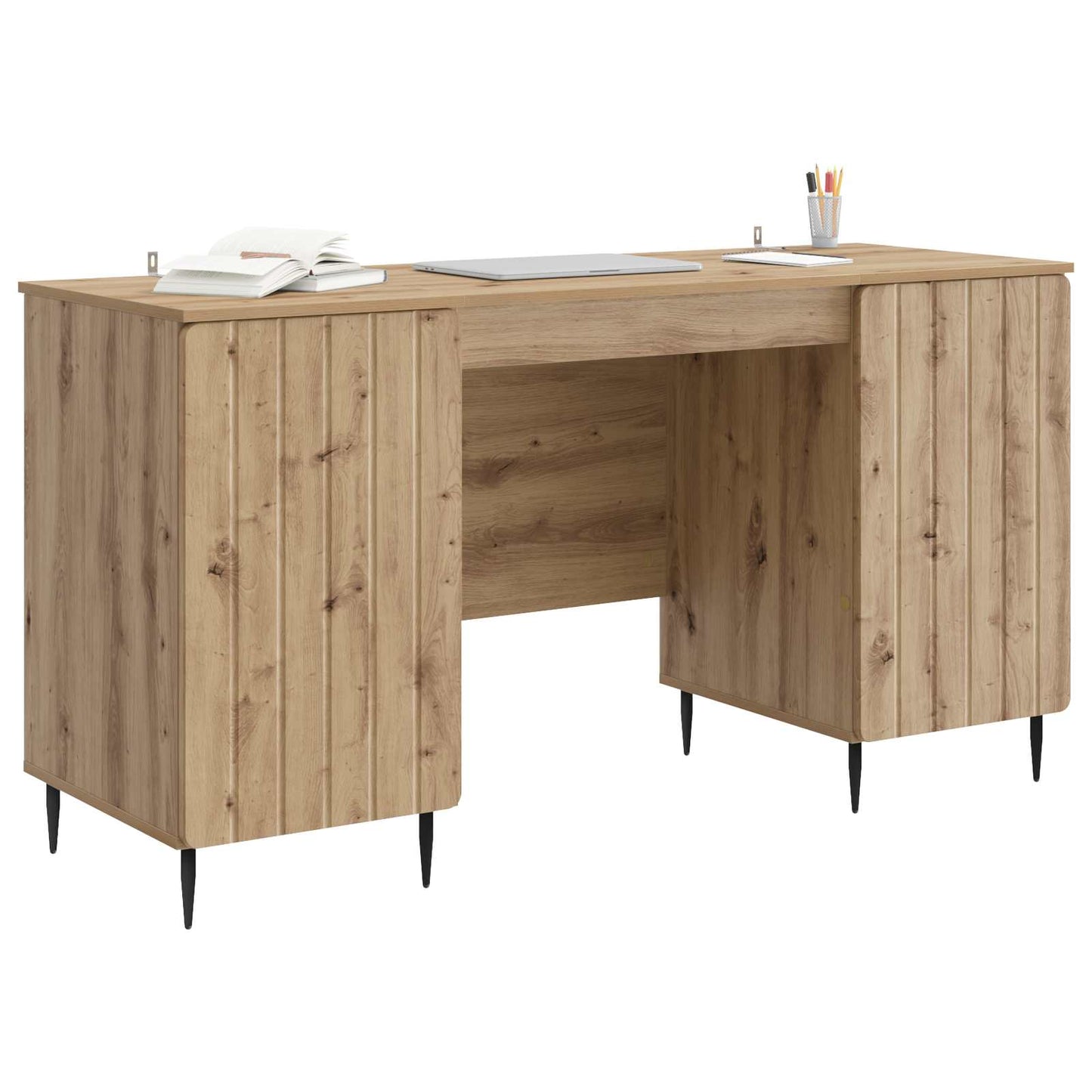 vidaXL Desk with Shelf Artisan Oak 142.5 x 50 x 75 cm Engineered Wood