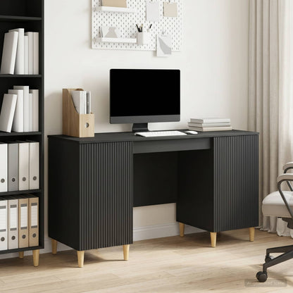vidaXL Desk with Shelf Black 142.5 x 50 x 75 cm Engineered Wood