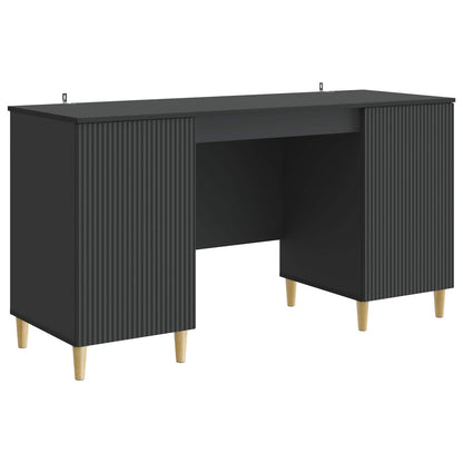 vidaXL Desk with Shelf Black 142.5 x 50 x 75 cm Engineered Wood