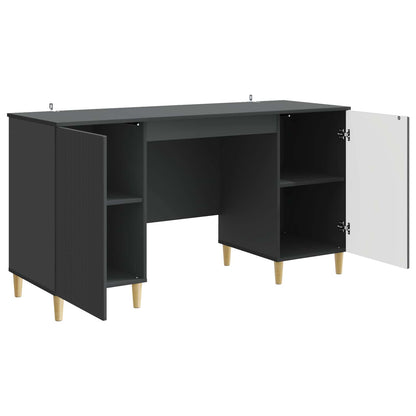 vidaXL Desk with Shelf Black 142.5 x 50 x 75 cm Engineered Wood