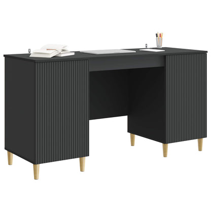vidaXL Desk with Shelf Black 142.5 x 50 x 75 cm Engineered Wood