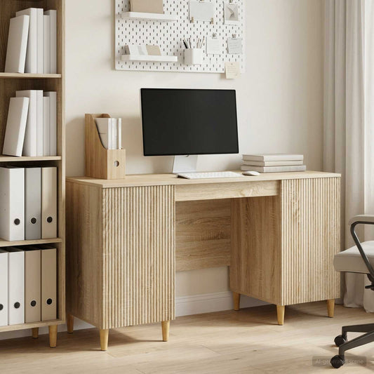 vidaXL Desk with Shelf Sonoma Oak 142.5 x 50 x 75 cm Engineered Wood