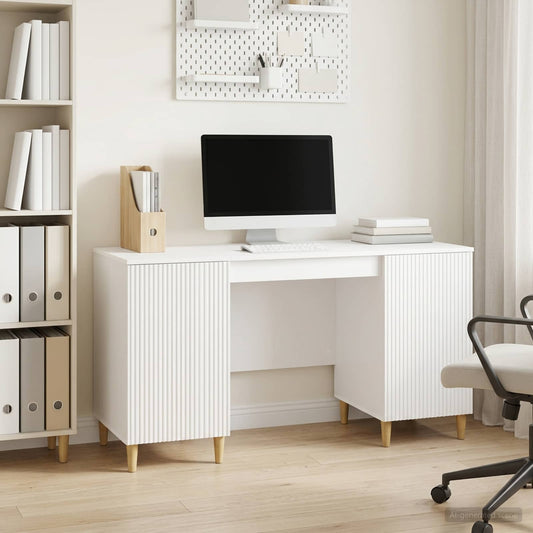 vidaXL Desk High Gloss White 142.5 x 50 x 75 cm Engineered Wood