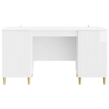 vidaXL Desk High Gloss White 142.5 x 50 x 75 cm Engineered Wood