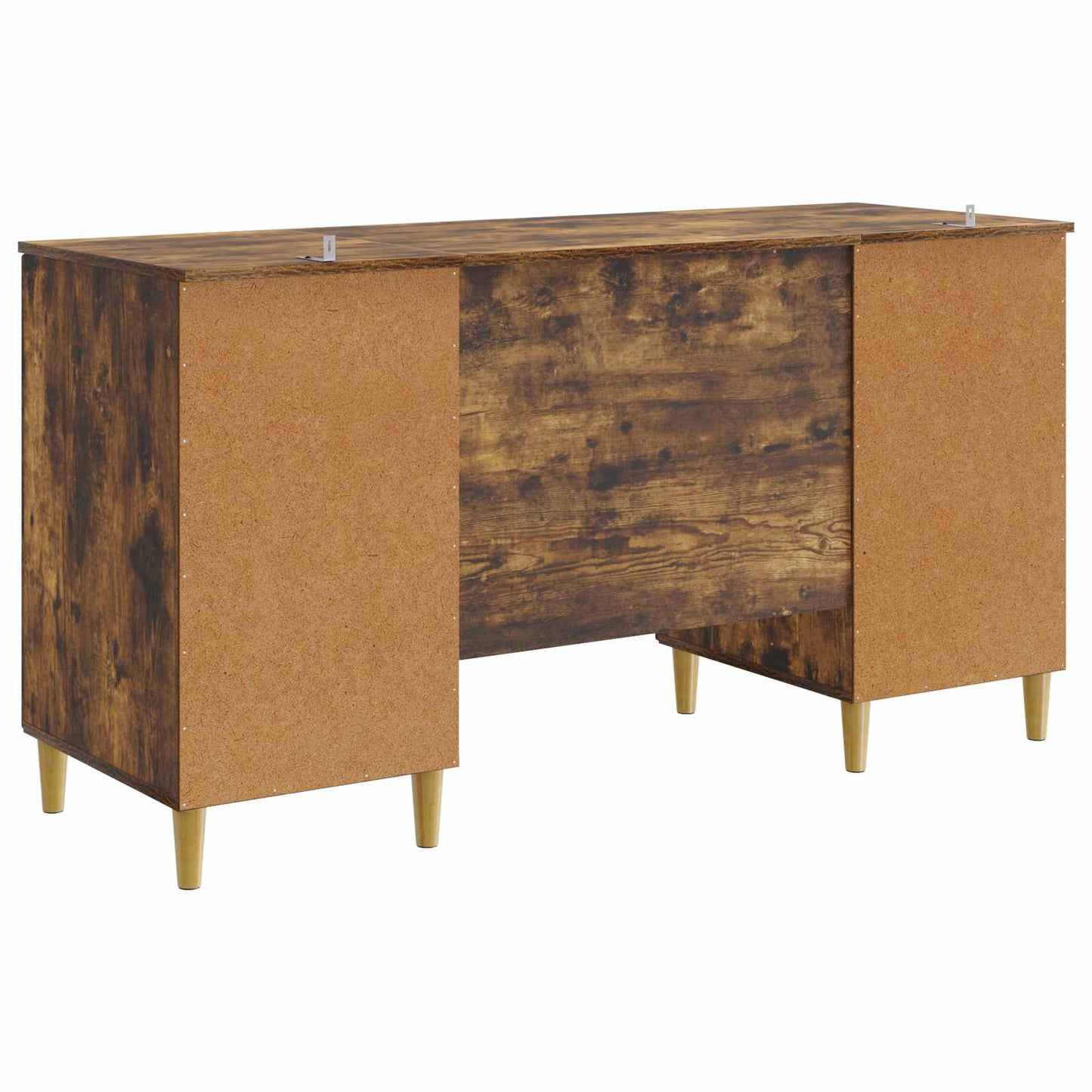 vidaXL Desk with Shelf Smoked Oak 142.5 x 50 x 75 cm Engineered Wood