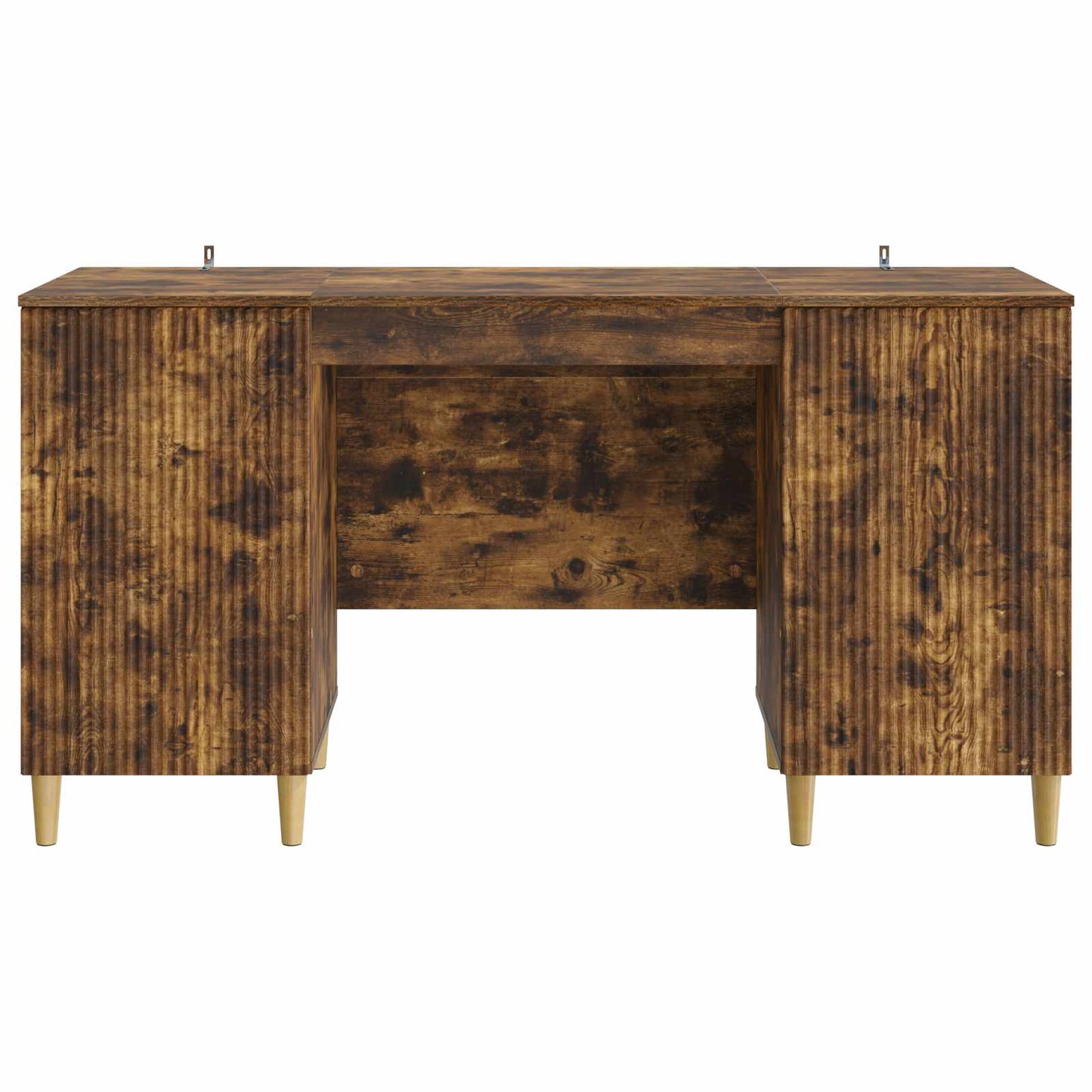 vidaXL Desk with Shelf Smoked Oak 142.5 x 50 x 75 cm Engineered Wood