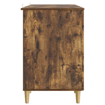 vidaXL Desk with Shelf Smoked Oak 142.5 x 50 x 75 cm Engineered Wood