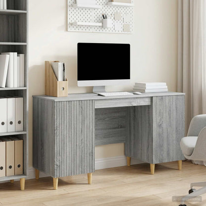 vidaXL Desk with Shelf Grey Sonoma 142.5 x 50 x 75 cm Engineered Wood