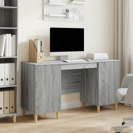 vidaXL Desk with Shelf Grey Sonoma 142.5 x 50 x 75 cm Engineered Wood