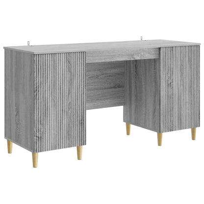 vidaXL Desk with Shelf Grey Sonoma 142.5 x 50 x 75 cm Engineered Wood