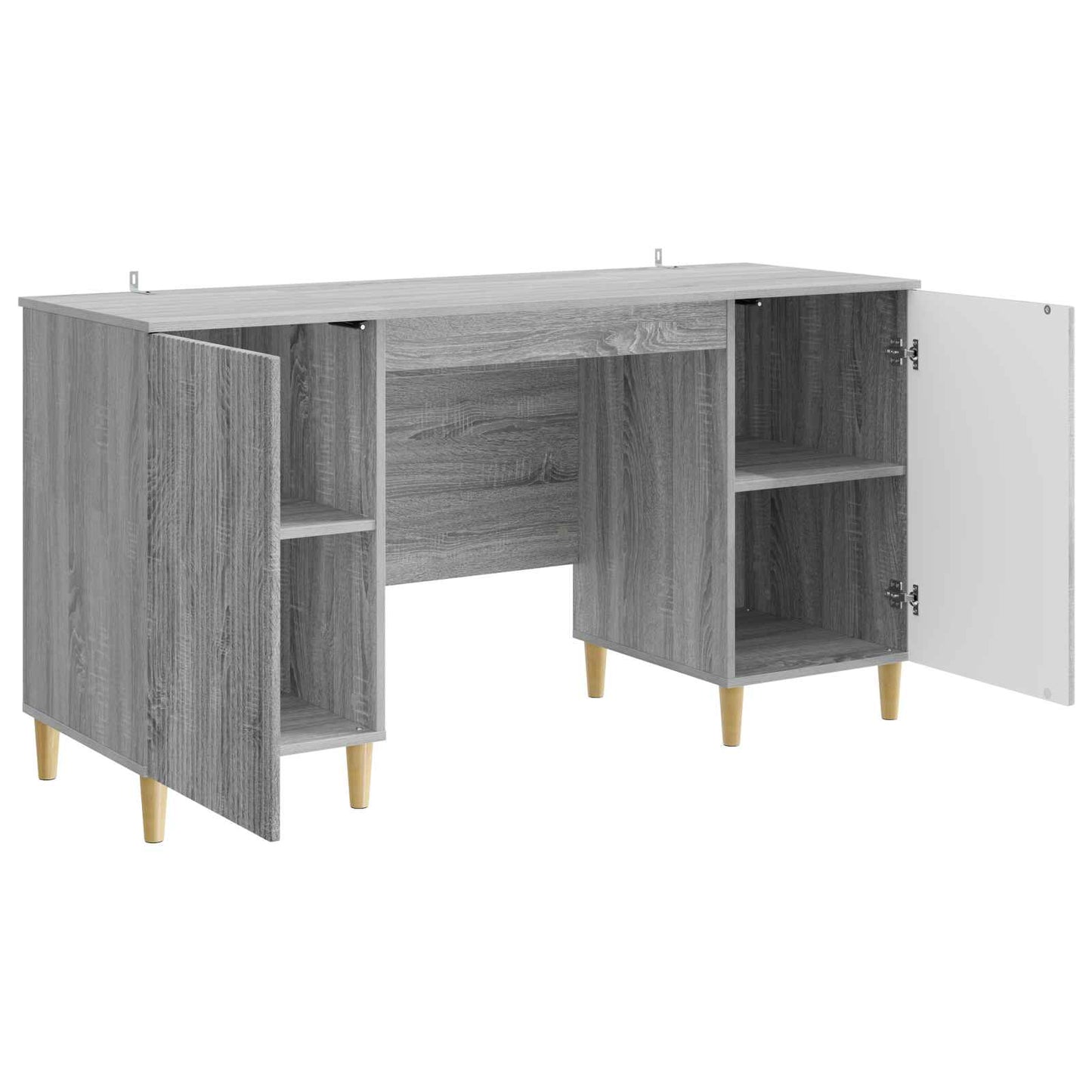 vidaXL Desk with Shelf Grey Sonoma 142.5 x 50 x 75 cm Engineered Wood
