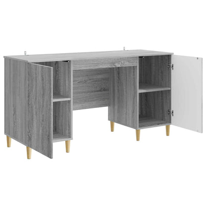 vidaXL Desk with Shelf Grey Sonoma 142.5 x 50 x 75 cm Engineered Wood