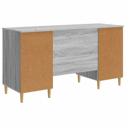 vidaXL Desk with Shelf Grey Sonoma 142.5 x 50 x 75 cm Engineered Wood