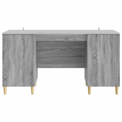 vidaXL Desk with Shelf Grey Sonoma 142.5 x 50 x 75 cm Engineered Wood