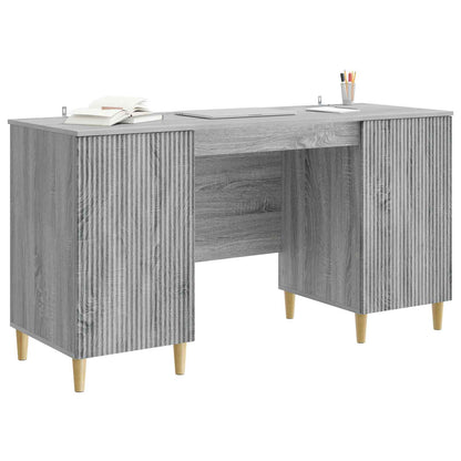 vidaXL Desk with Shelf Grey Sonoma 142.5 x 50 x 75 cm Engineered Wood