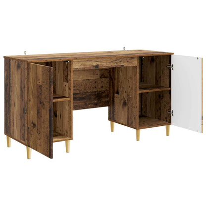 vidaXL Desk with Shelf Old Wood 142.5 x 50 x 75 cm Engineered Wood