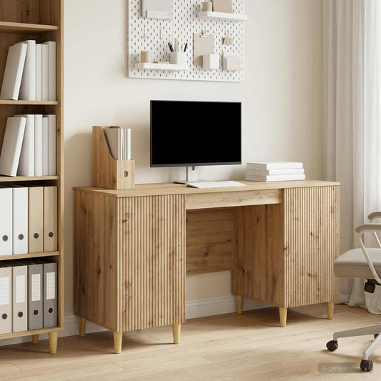 vidaXL Desk Artisan Oak Engineered Wood 142.5 x 50 x 75 cm