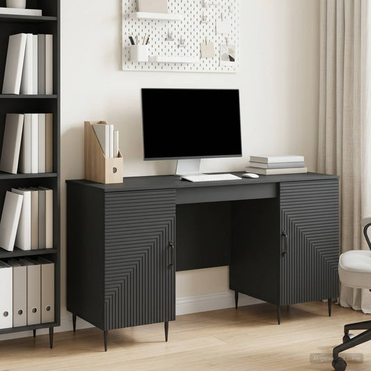 vidaXL Desk Black 142.5 x 50 x 75 cm Engineered Wood