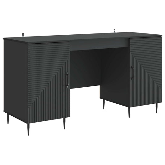 vidaXL Desk with Shelf Black 142.5 x 50 x 75 cm Engineered Wood