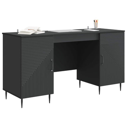 vidaXL Desk with Shelf Black 142.5 x 50 x 75 cm Engineered Wood