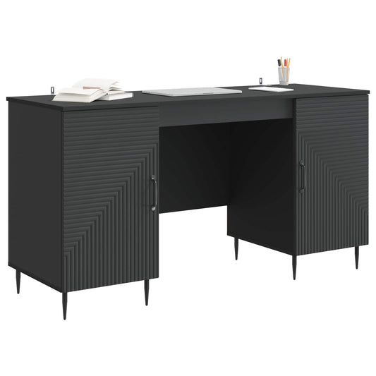 vidaXL Desk with Shelf Black 142.5 x 50 x 75 cm Engineered Wood