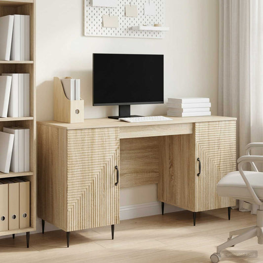 vidaXL Desk Sonoma Oak 142.5 x 50 x 75 cm Engineered Wood