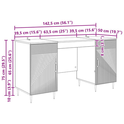 vidaXL Desk with Shelf Sonoma Oak 142.5 x 50 x 75 cm Engineered Wood