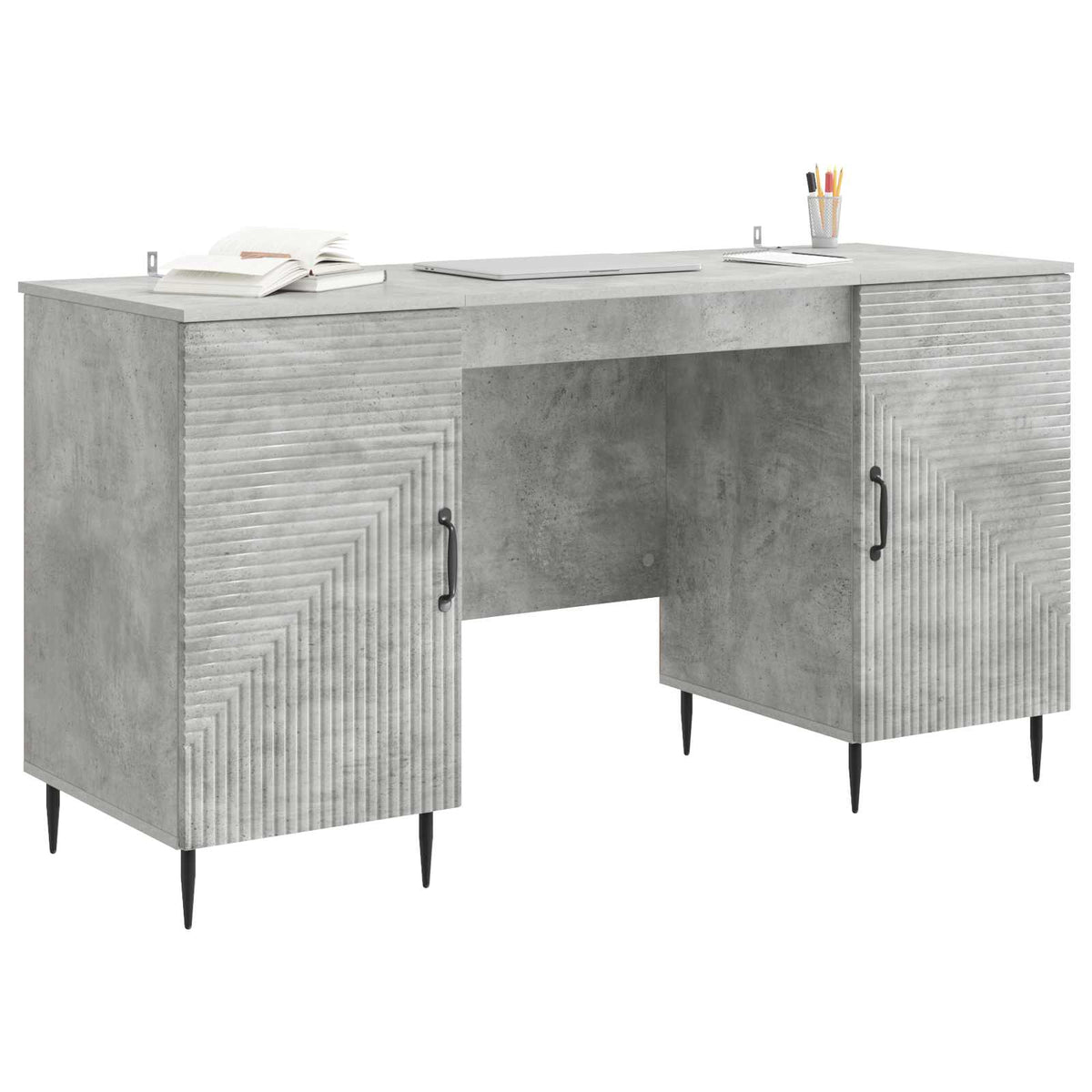 vidaXL Desk Concrete Grey 142.5 x 50 x 75 cm Engineered Wood
