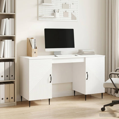 vidaXL Desk High Gloss White 142.5 x 50 x 75 cm Engineered Wood