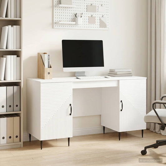 vidaXL Desk High Gloss White 142.5 x 50 x 75 cm Engineered Wood