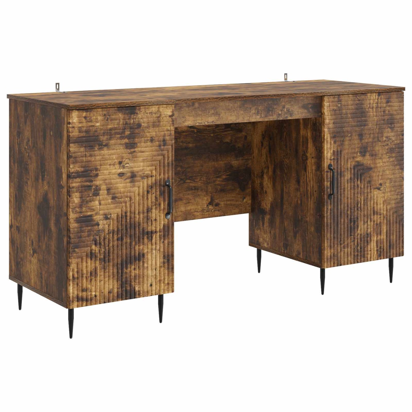 vidaXL Desk with Shelf Smoked Oak 142.5 x 50 x 75 cm Engineered Wood