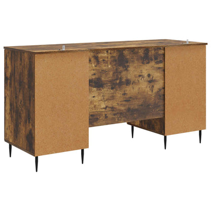 vidaXL Desk with Shelf Smoked Oak 142.5 x 50 x 75 cm Engineered Wood