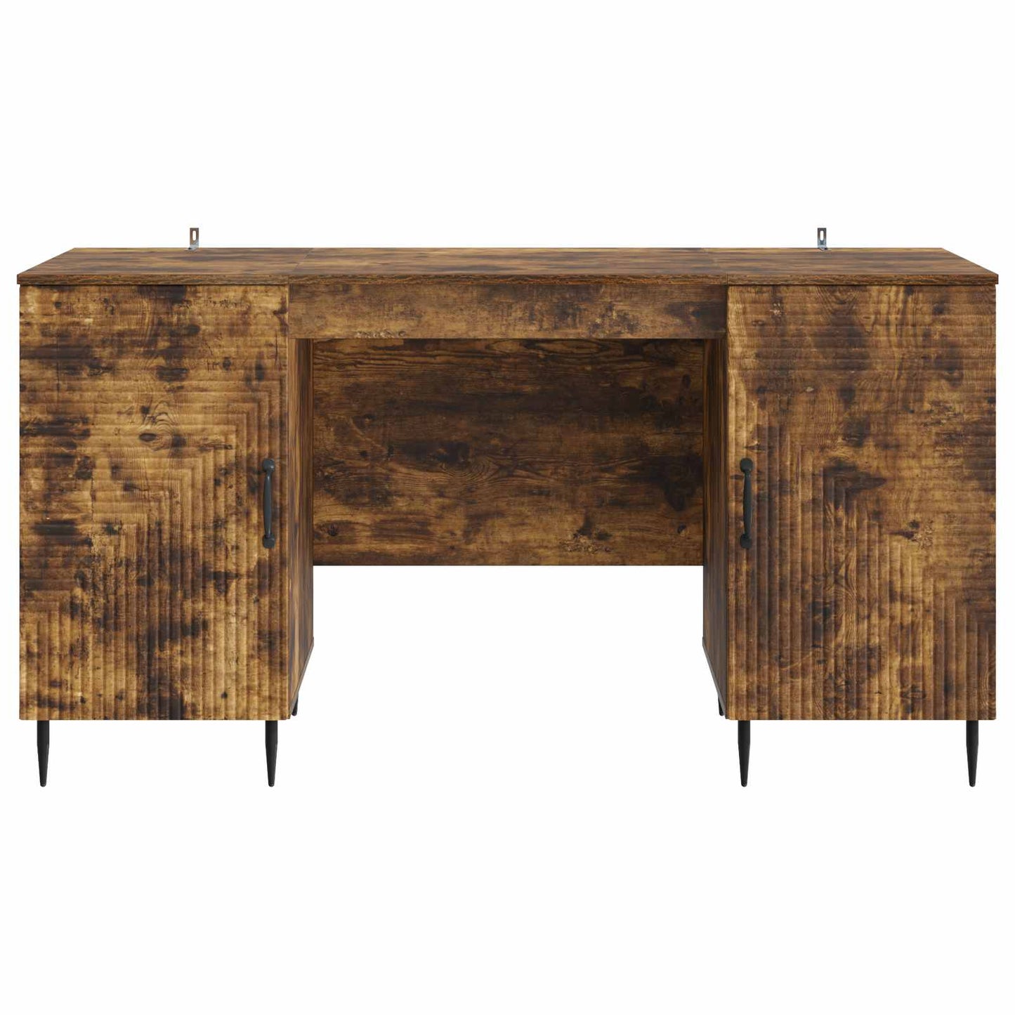 vidaXL Desk with Shelf Smoked Oak 142.5 x 50 x 75 cm Engineered Wood