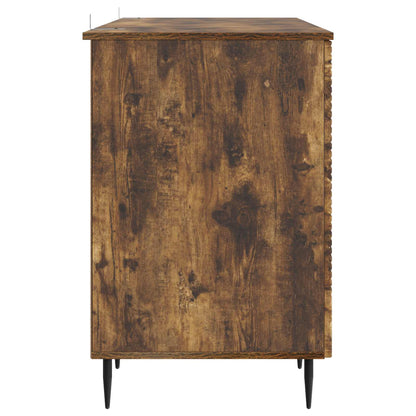 vidaXL Desk with Shelf Smoked Oak 142.5 x 50 x 75 cm Engineered Wood