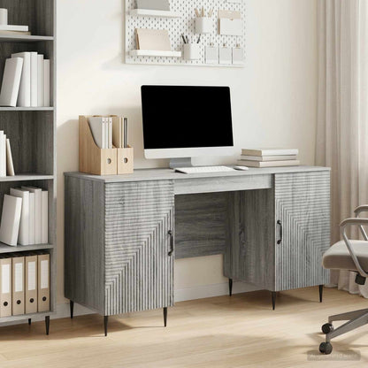 vidaXL Desk with Shelf Grey Sonoma 142.5 x 50 x 75 cm Engineered Wood