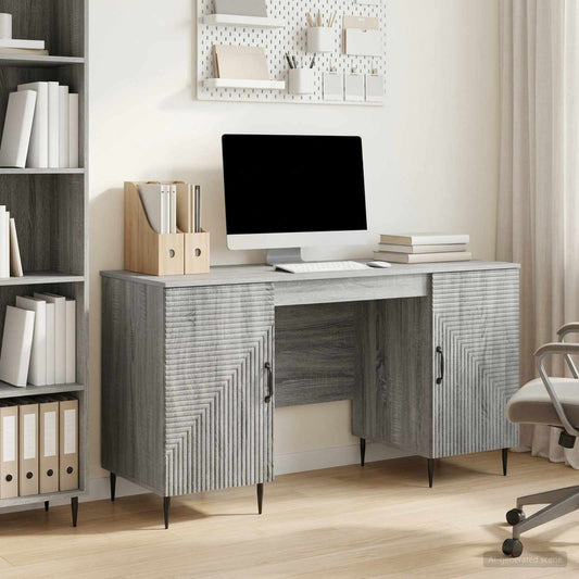 vidaXL Desk Grey Sonoma 142.5 x 50 x 75 cm Engineered Wood