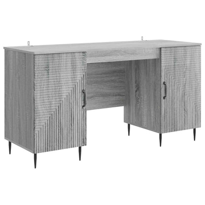 vidaXL Desk with Shelf Grey Sonoma 142.5 x 50 x 75 cm Engineered Wood