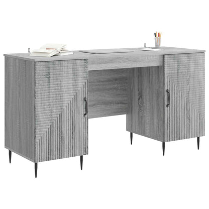 vidaXL Desk with Shelf Grey Sonoma 142.5 x 50 x 75 cm Engineered Wood