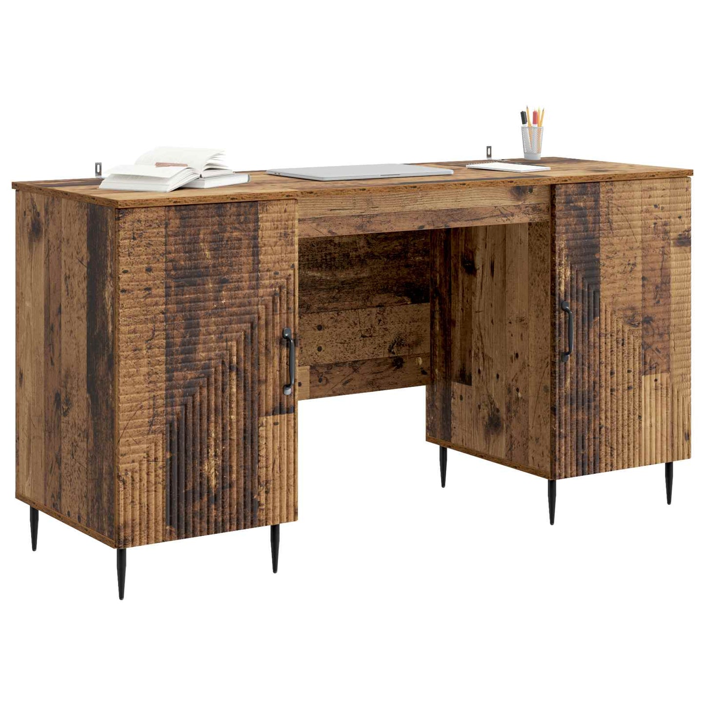 vidaXL Desk with Shelf Old Wood 142.5 x 50 x 75 cm Engineered Wood