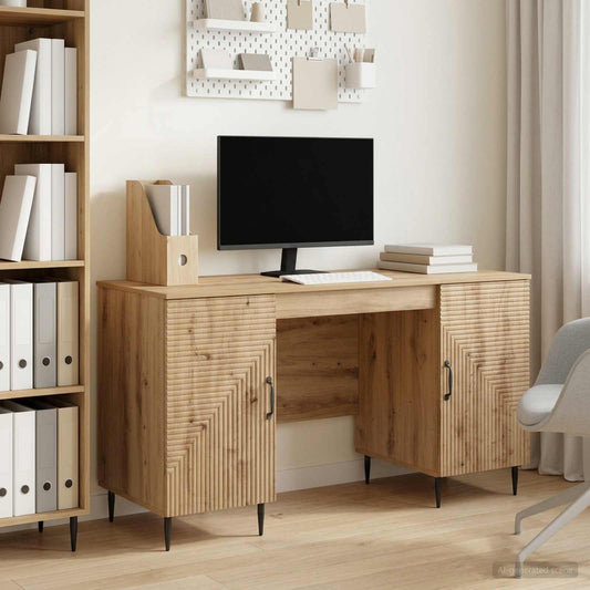 vidaXL Desk Artisan Oak 142.5 x 50 x 75 cm Engineered Wood