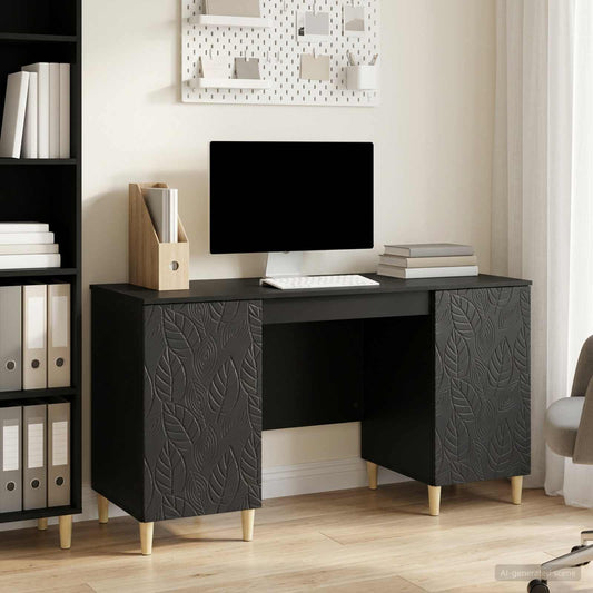 vidaXL Desk Black 142.5 x 50 x 75 cm Engineered Wood