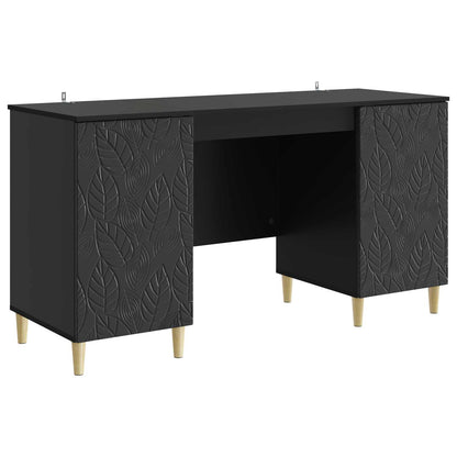 vidaXL Desk Black Engineered Wood 142.5 x 50 x 75 cm